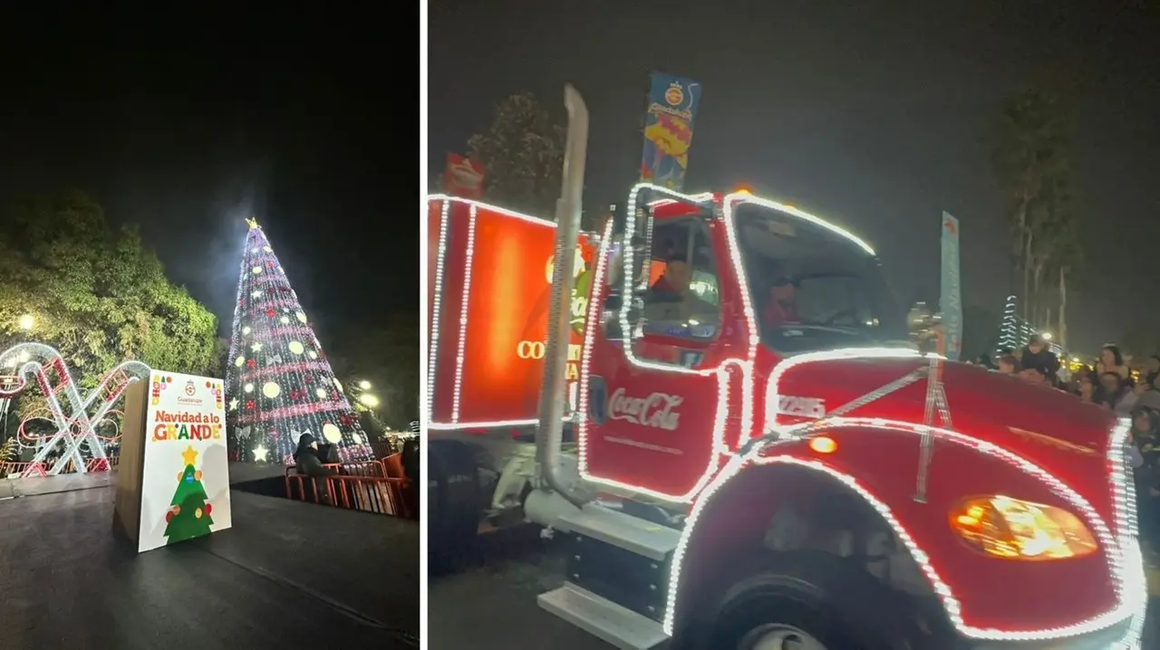 Guadalupe encendió su pino y celebró con un desfile navideño.  Foto: Gobierno de Guadalupe.