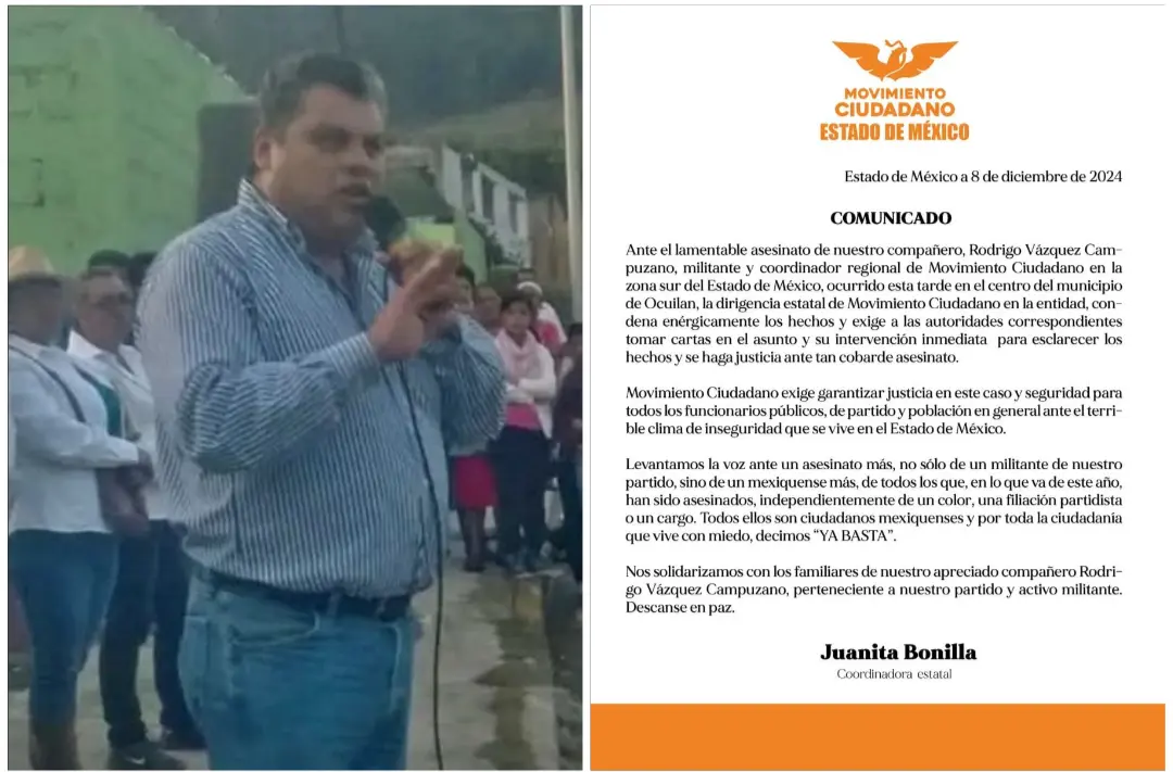 El militante de Movimiento Ciudadano ultimado en el municipio de Ocuilan. @regionalmorelos/@MovimientoCiudadano