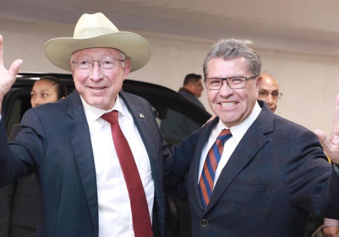 El embajador Ken Salazar y Ricardo Monreal abordan migración, seguridad y T-MEC en un encuentro que resalta la relación estratégica entre ambos países. Foto: X @RicardoMonrealA