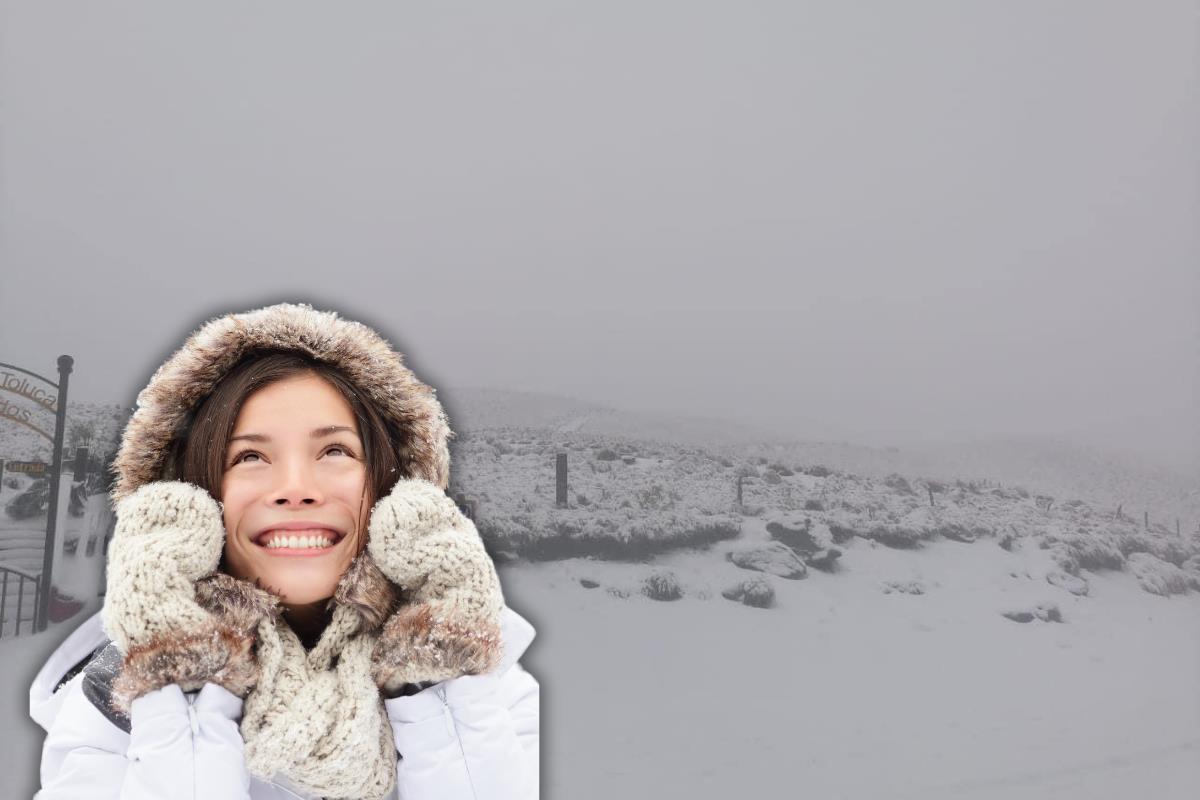 De fondo el Nevado de Toluca, persona con frío. Foto: @Indie5051/Canva