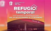 Refugio temporal en Toluca para personas en situación de calle durante invierno