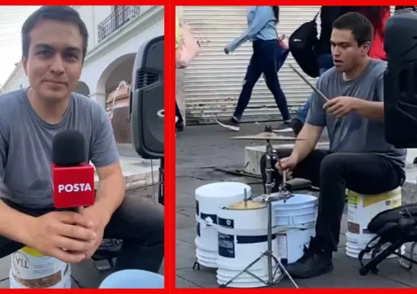 El talento que resuena en las calles de Toluca: es Alexis Pérez y su batería urbana (VIDEO)