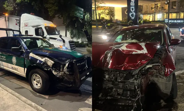 Chocan patrulla de la SSC y auto compacto en Polanco, no hay heridos