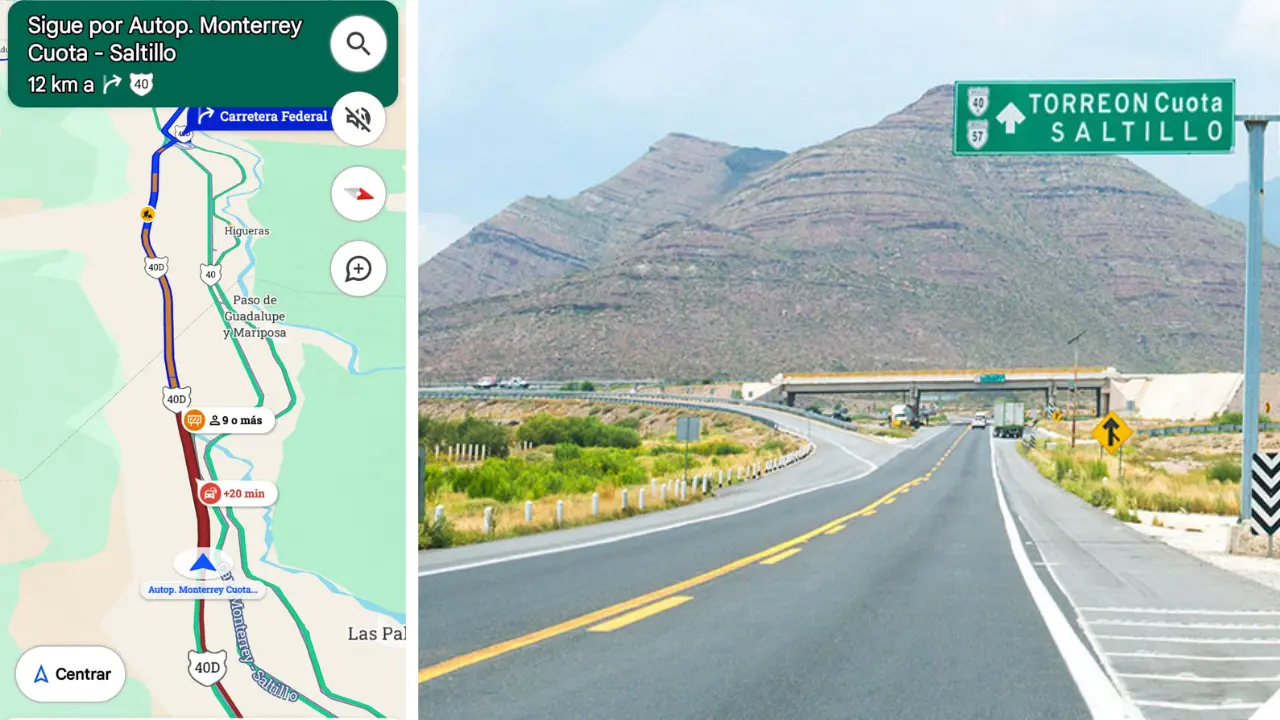 Atajo de carretera Saltillo - Monterrey / Fotos: Autopistas Monterrey Saltillo | Luiss Martiinez | Canva