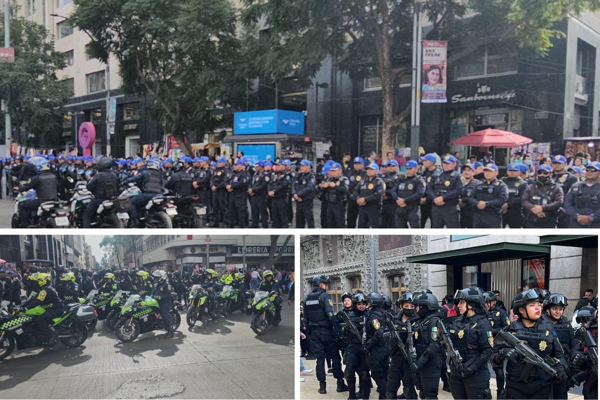 Elementos de la Secretaría de Seguridad Ciudadana en el operativo en contra del comercio informal Foto: Ramón Ramírez