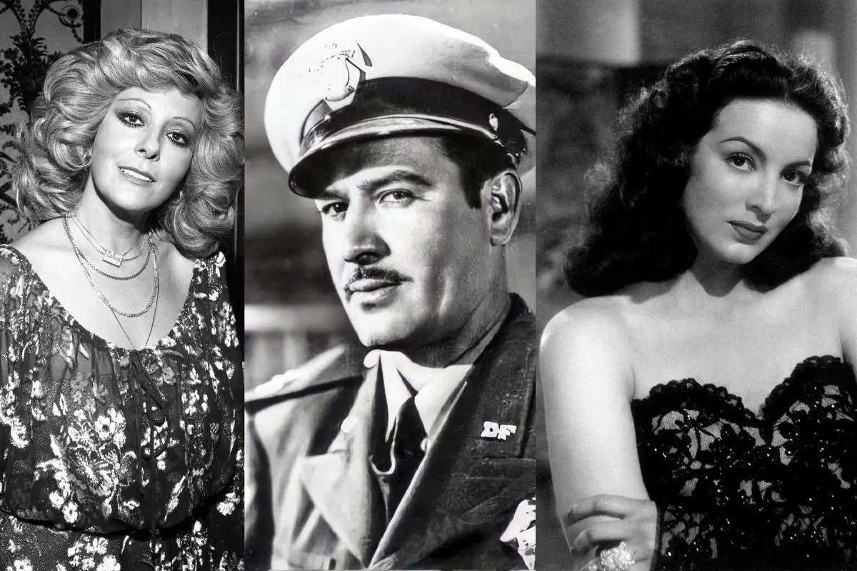 Tres leyendas del Cine de Oro Mexicano juntos y paseando por CDMX esto gracias a la IA. / FOTO: IG Silvia Pinal, Maria Félix, Pedro Infante Canva