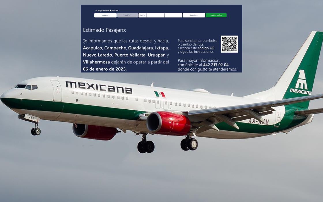 Mexicana de Aviación cancela 8 rutas a partir del 6 de enero. Foto: Mexicana de Aviación