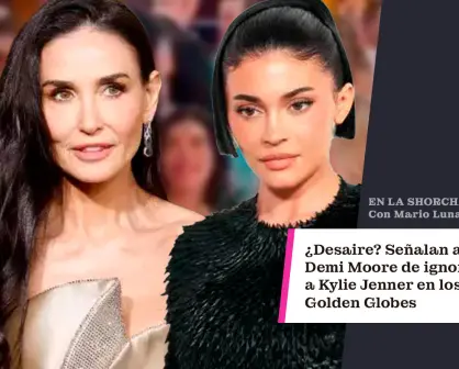 ¿Desaire? Señalan a Demi Moore de ignorar a Kylie Jenner en los Golden Globes