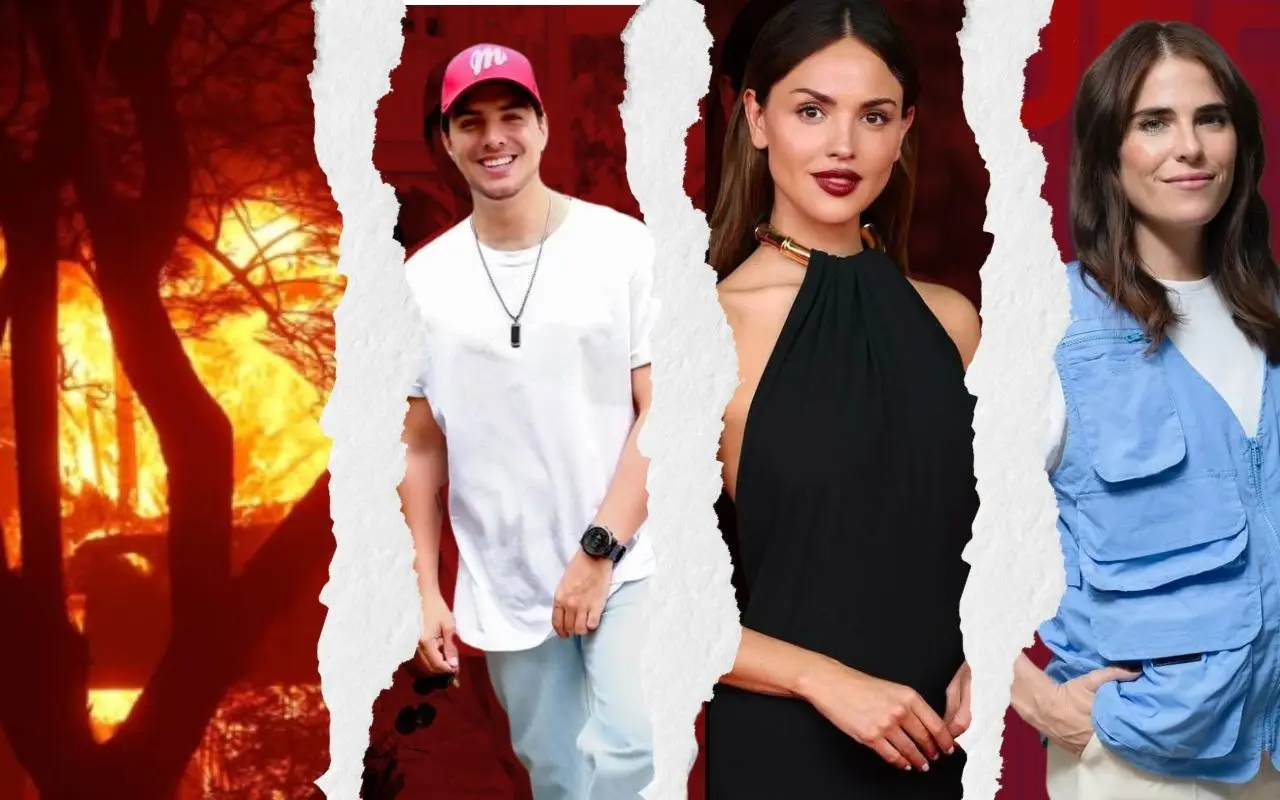 Eiza González, Vadhir Derbez y los famosos mexicanos que sufren los incendios en California. FOTO: Canva/IG: @karlasouza, @Vadhird y @eizagonzález