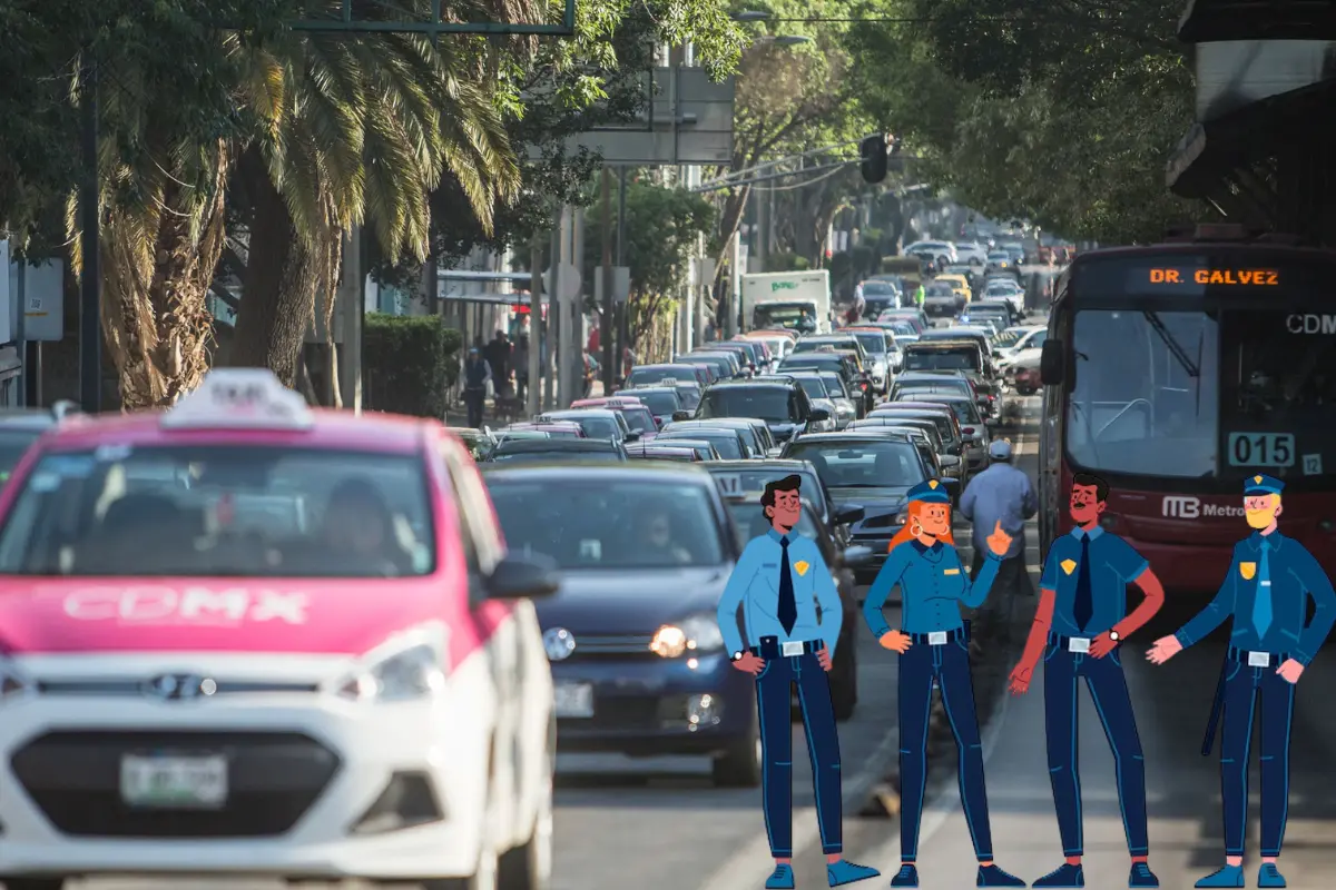 Tránsito de CDMX Foto: Freepik, editado en Canva