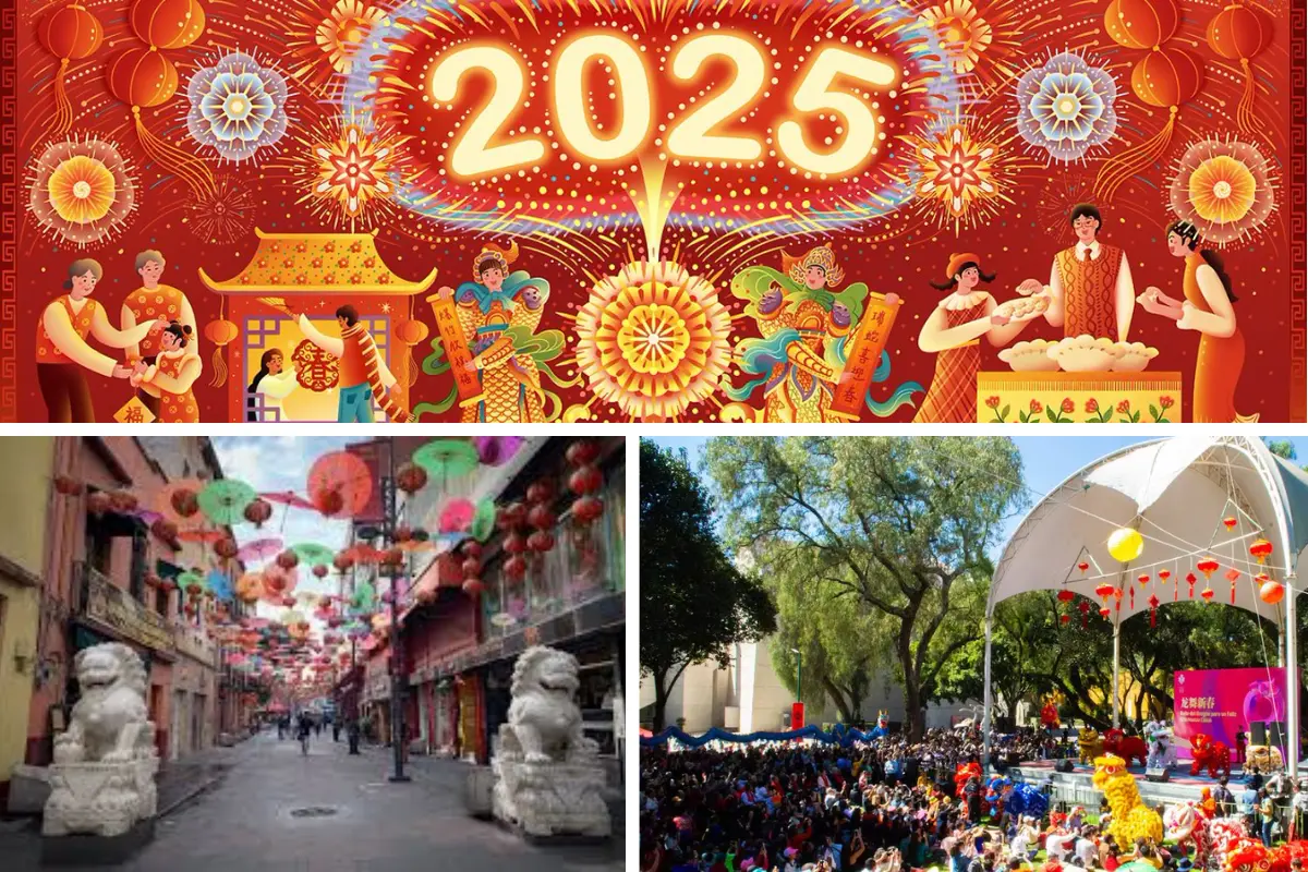 Año Nuevo Chino 2025 Foto: Gobierno de la Ciudad de México, Embajada China en México, CENART, editado en Canva.