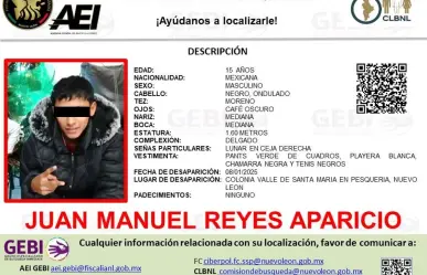 Lanzan alerta por desaparición de menor en Pesquería