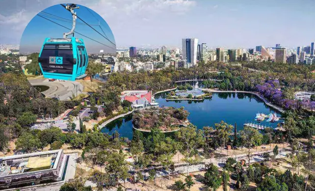 Cuarta sección del Bosque de Chapultepec y Cablebús Línea 3 Foto: Industria de la construcción @STECDMX editada en canva