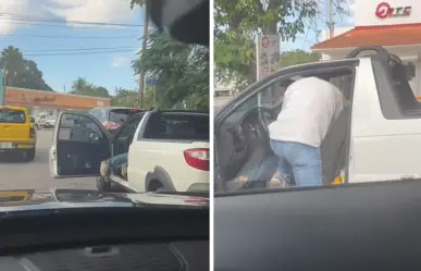 Captan agresión a un adulto mayor al interior de su camioneta en Mérida (VIDEO)