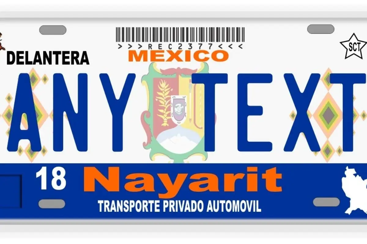 Placas del estado de Nayarit Foto: Amazon