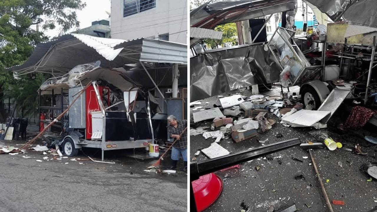 Puesto de tacos explota casi junto al IMSS del puerto de Veracruz. Foto: Protección Civil.