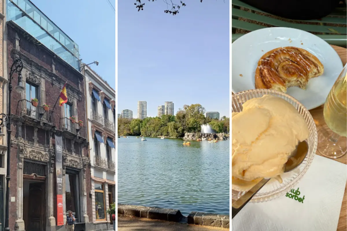 Centro cultural de España en México, Lago del Bosque de Chapultepec y Club Sorbet. Foto: Google Maps, editada en Canva.
