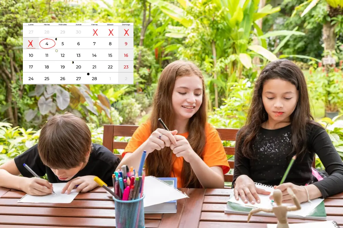 Estudiantes de educación básica realizando actividades escolares.   Foto: Freepik, editada en Canva.