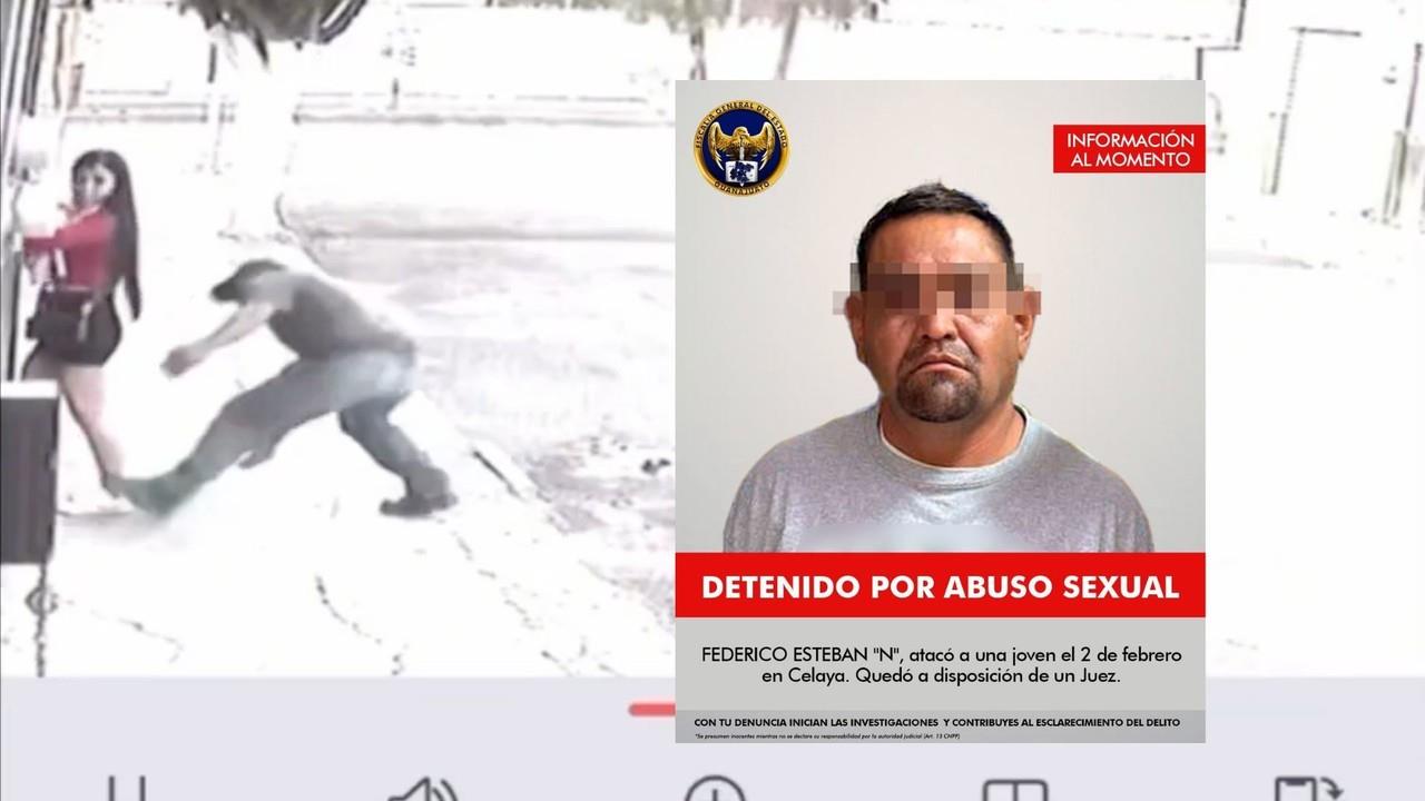 Capturan a sujeto que intentó morder un glúteo a joven. Captura de pantalla de video / Fiscalía de Guanajuato