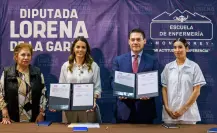 Lorena de la Garza firma convenio con escuela de enfermería de Monterrey para apoyar a estudiantes