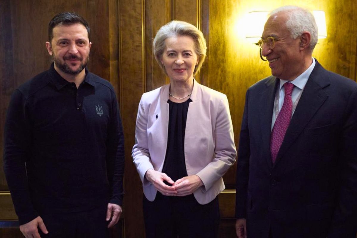 Volodymyr Zelenskyy,Ursula von der Leyen y António Costa. Créditos: X (@ZelenskyyUa).