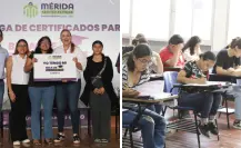 Cecilia Patrón entrega becas de cursos gratis para el EXANI I y II en Mérida