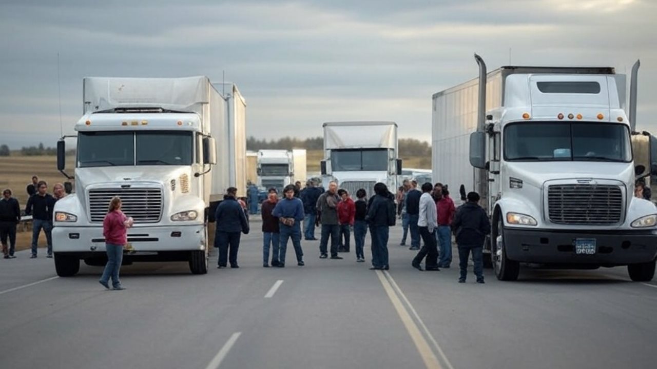 La mega marcha de transportistas iniciará a las 8 de la mañana, el lunes 17 de febrero. Foto: X IA Grok.