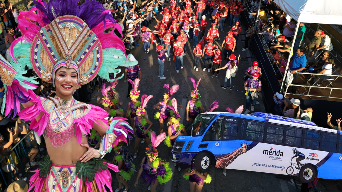 ¿Cómo llegar gratis al Carnaval de Mérida 2025? Rutas y horarios del transporte público