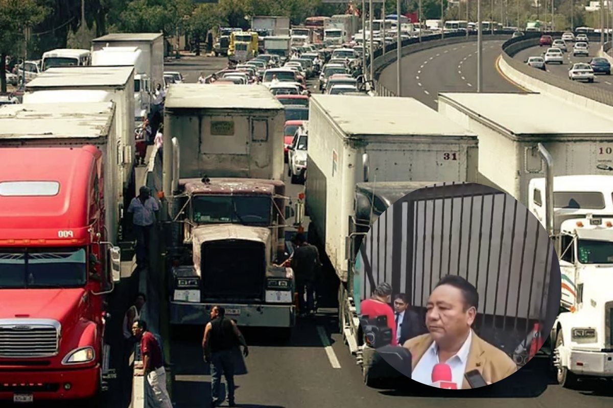 Bloqueo transportistas CDMX y líder de ACME. Foto: @POSTACDMX | Canva