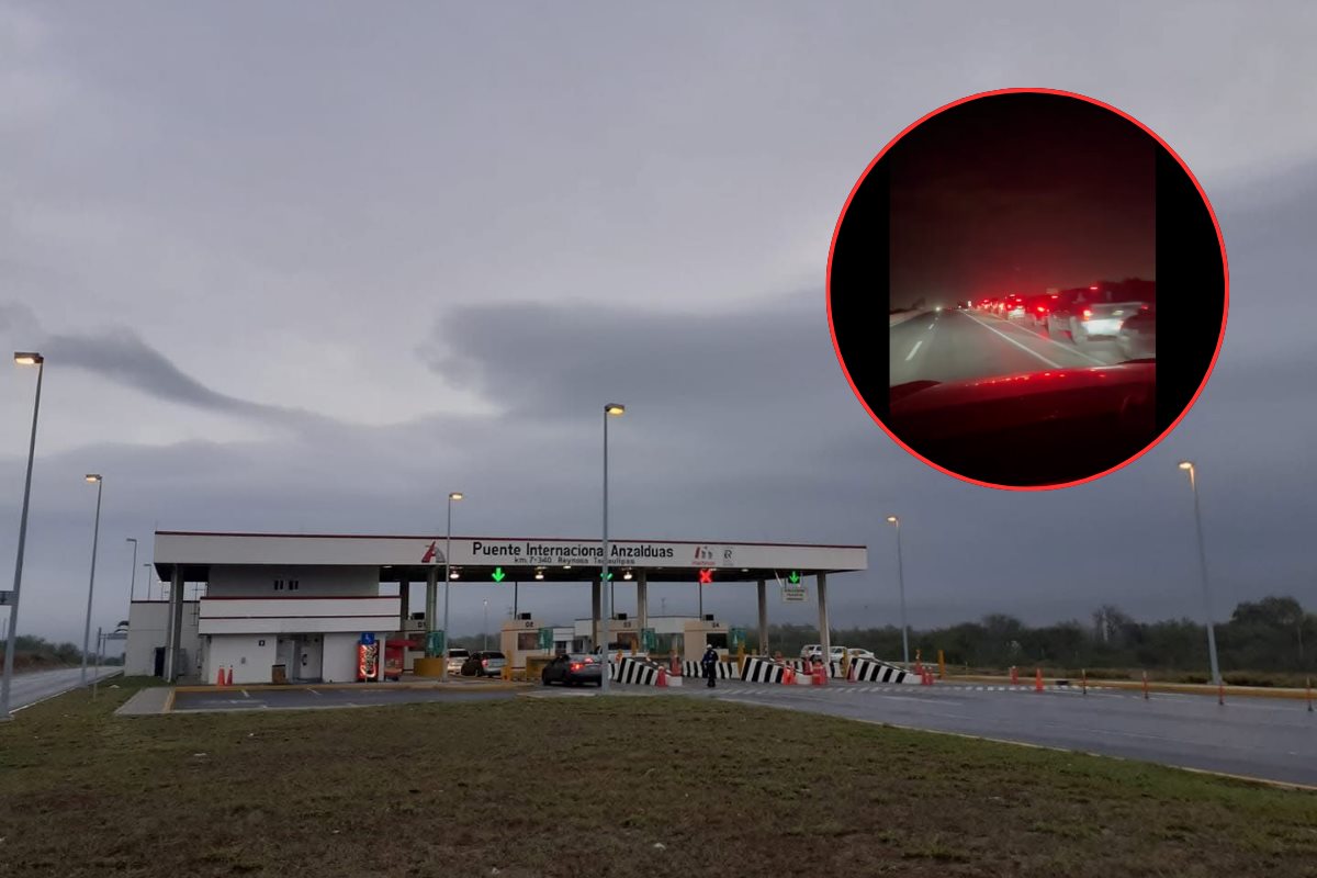 Desde el pasado lunes, un operativo de la Guardia Nacional ha ocasionado largas filas previo al cruce del puente internacional Anzaldúas. Foto: Sanju Pineda