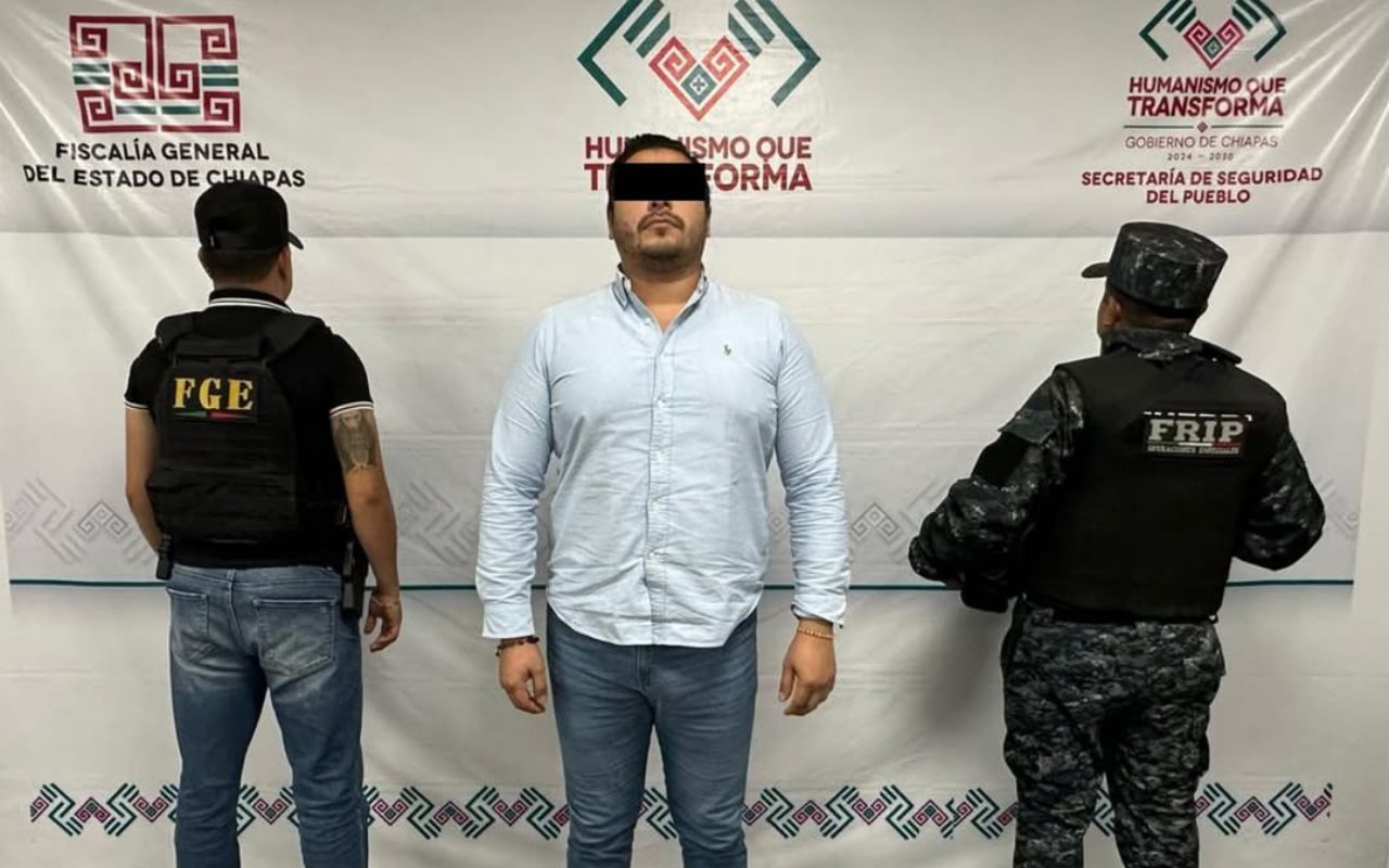 Orlando N detenido. Foto: Fiscalía General del Estado de Chiapas