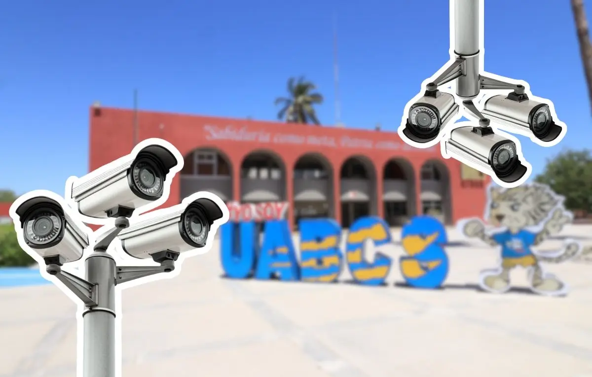 Instalan cámaras de seguridad en la UABCS luego de amenazas de tiroteo. Foto 1: UABCS | Foto 2: tohamina / Freepik