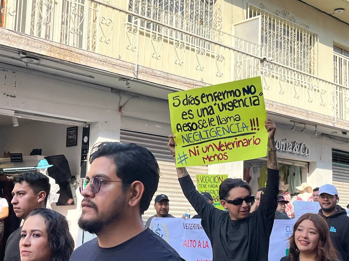 Veterinarios de Morelos manifestándose. Foto: David Mondoy