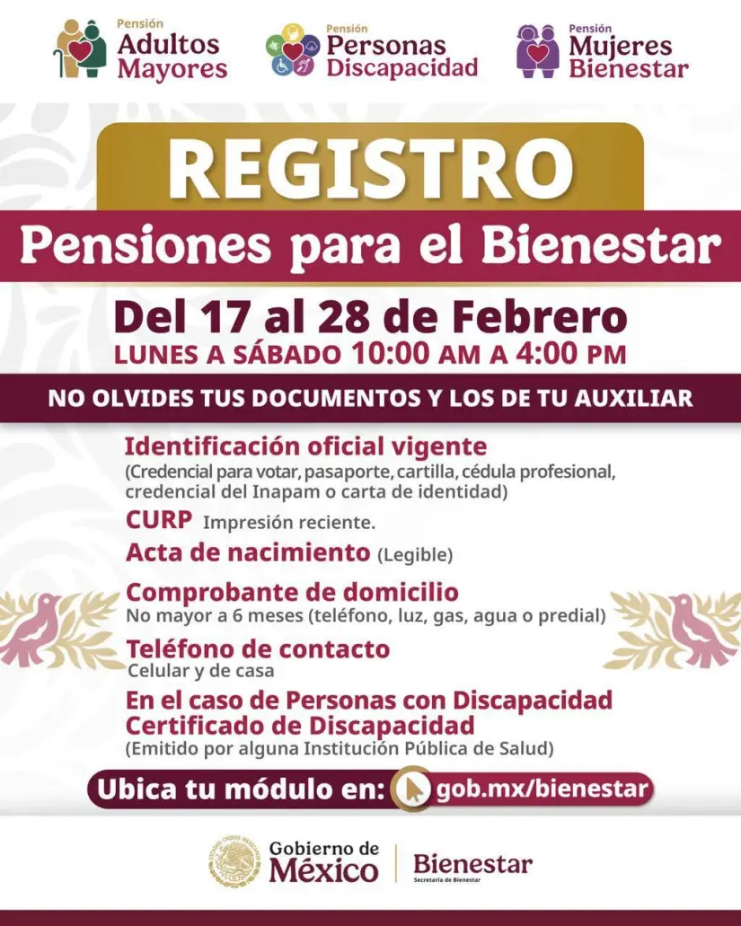 Flyer Registro Pensiones del Bienestar
