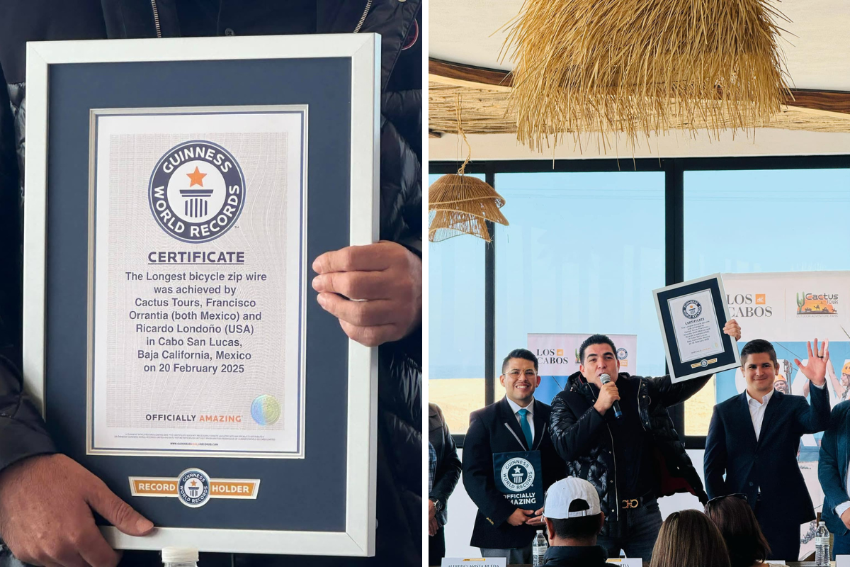 Los Cabos tiene la Tirolina para bicicletas más larga del mundo reconocida por el Record Guinness Oficial. Foto: I love Los Cabos / Facebook