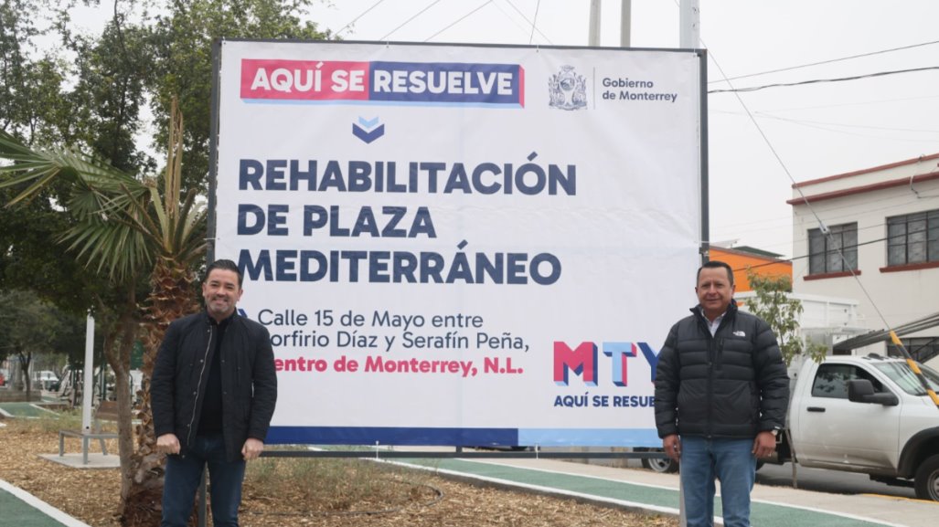 Gobierno de Monterrey entrega la rehabilitación de la plaza mediterráneo