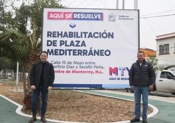 Gobierno de Monterrey entrega la rehabilitación de la plaza mediterráneo