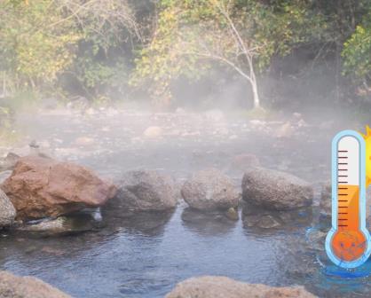 ¿Qué temperatura alcanzan las aguas termales de Durango en su momento más cálido?