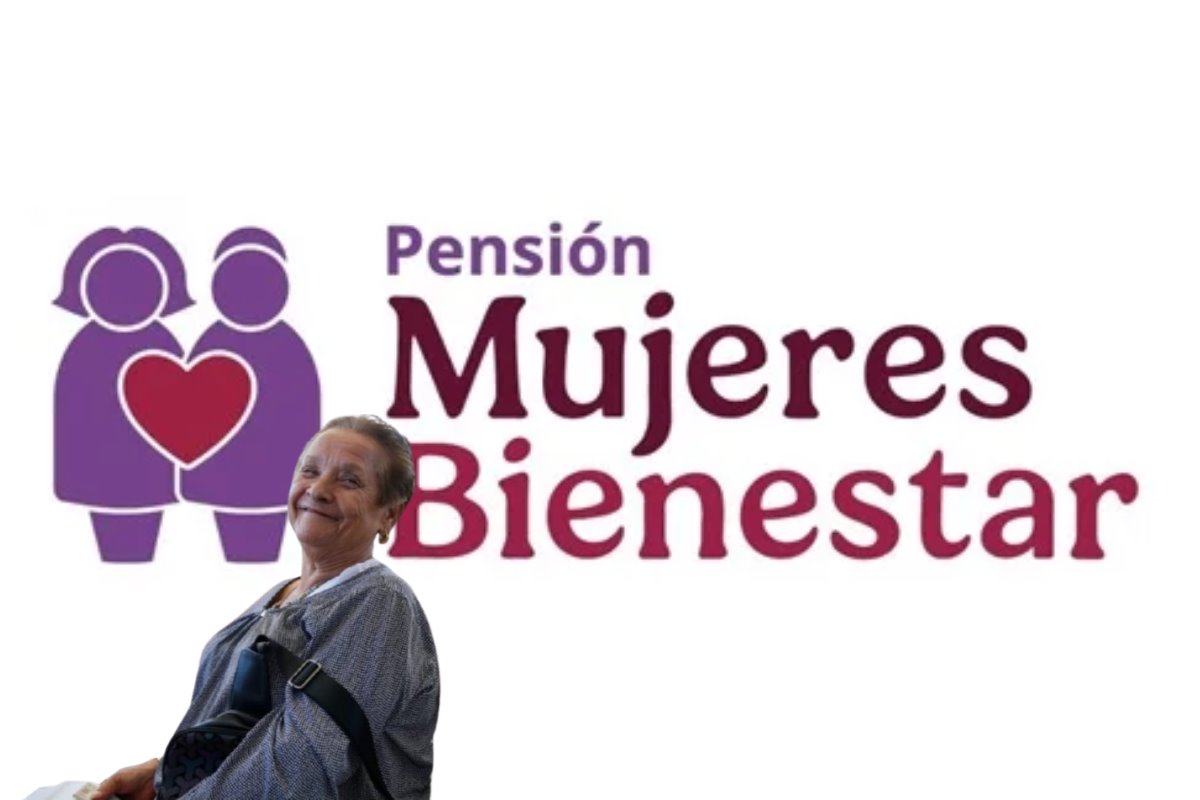 Señora parte del Programa Mujeres del Bienestar y Logo del programa. Foto: programasparaelbienestar.gob.mx | Canva