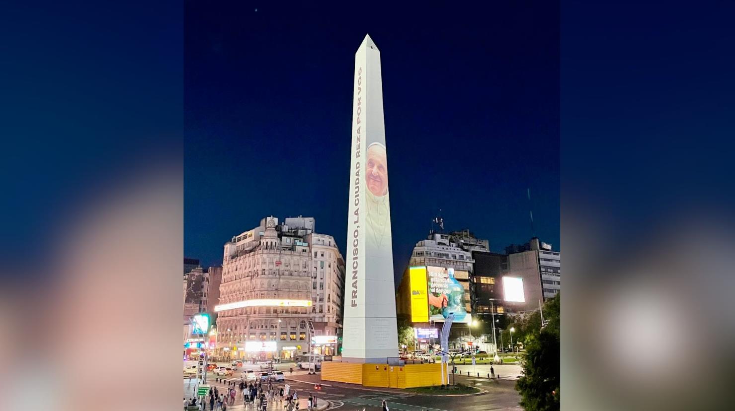 Usan Obelisco de Buenos Aires para dar mensaje al Papa Francisco. Foto: Redes Sociales