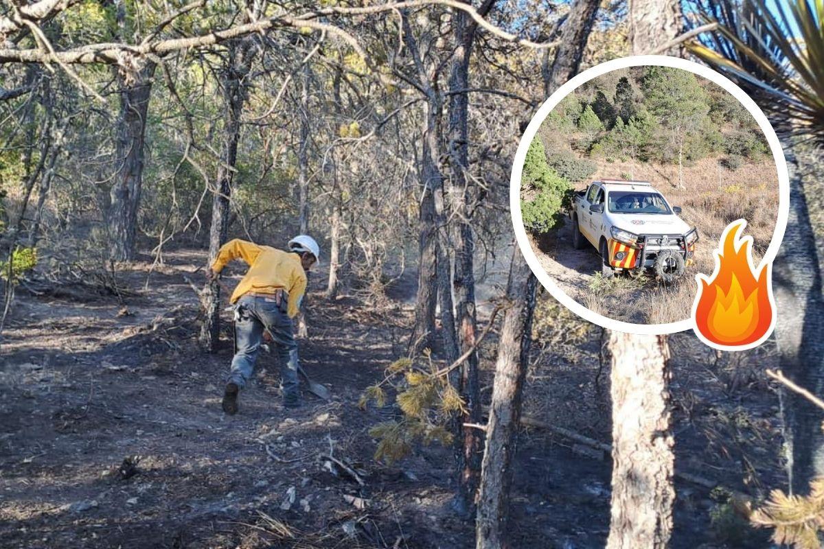 Protección Civl atiende incendio en Los Lirios, Arteaga / Fotos: Protección Civil Santiago