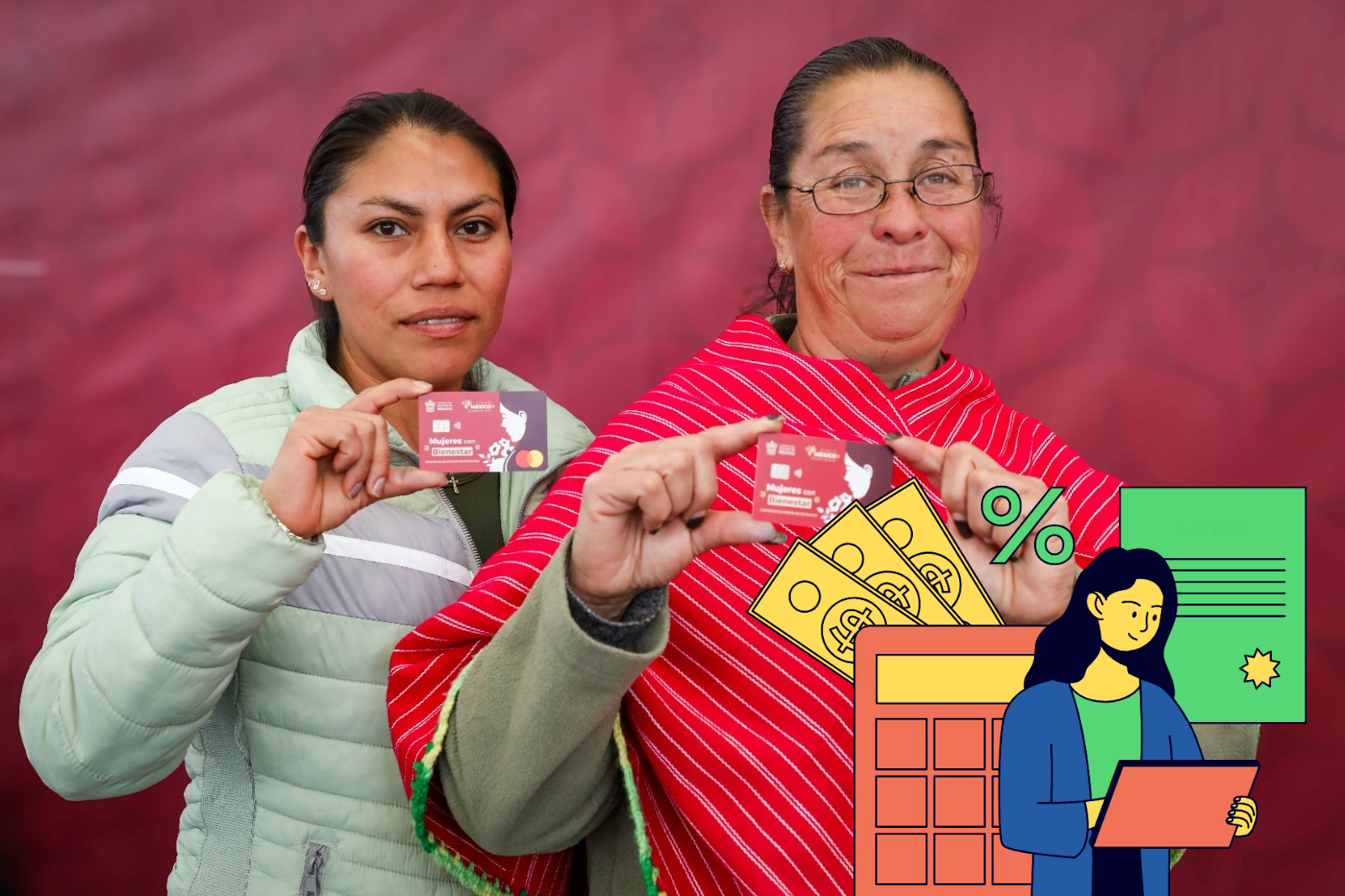 El programa Mujeres con Bienestar busca apoyar a las mexiquenses en situación vulnerable. Imagen: GEM/Canva