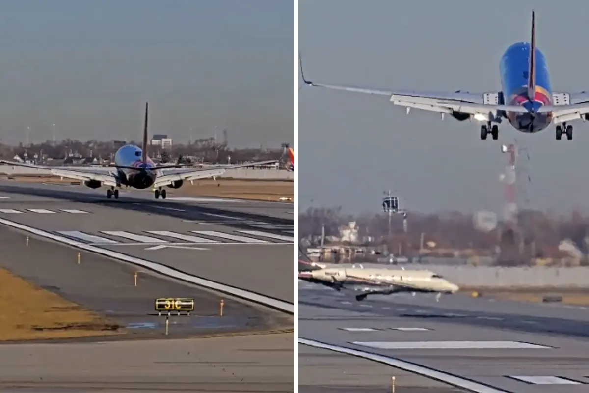 El avión de la aerolínea Southwest Airlines descendía cuando volvió a retomar vuelo al ver el jet sobre la pista. Foto: X @ABC