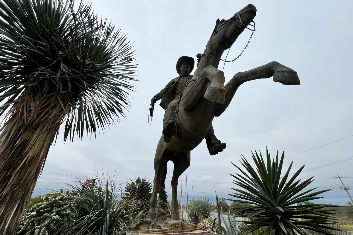 El monumento del Cuerudo Tamaulipeco se ubica en la salida Victoria- Soto la Marina. Foto: Daniel Espinoza