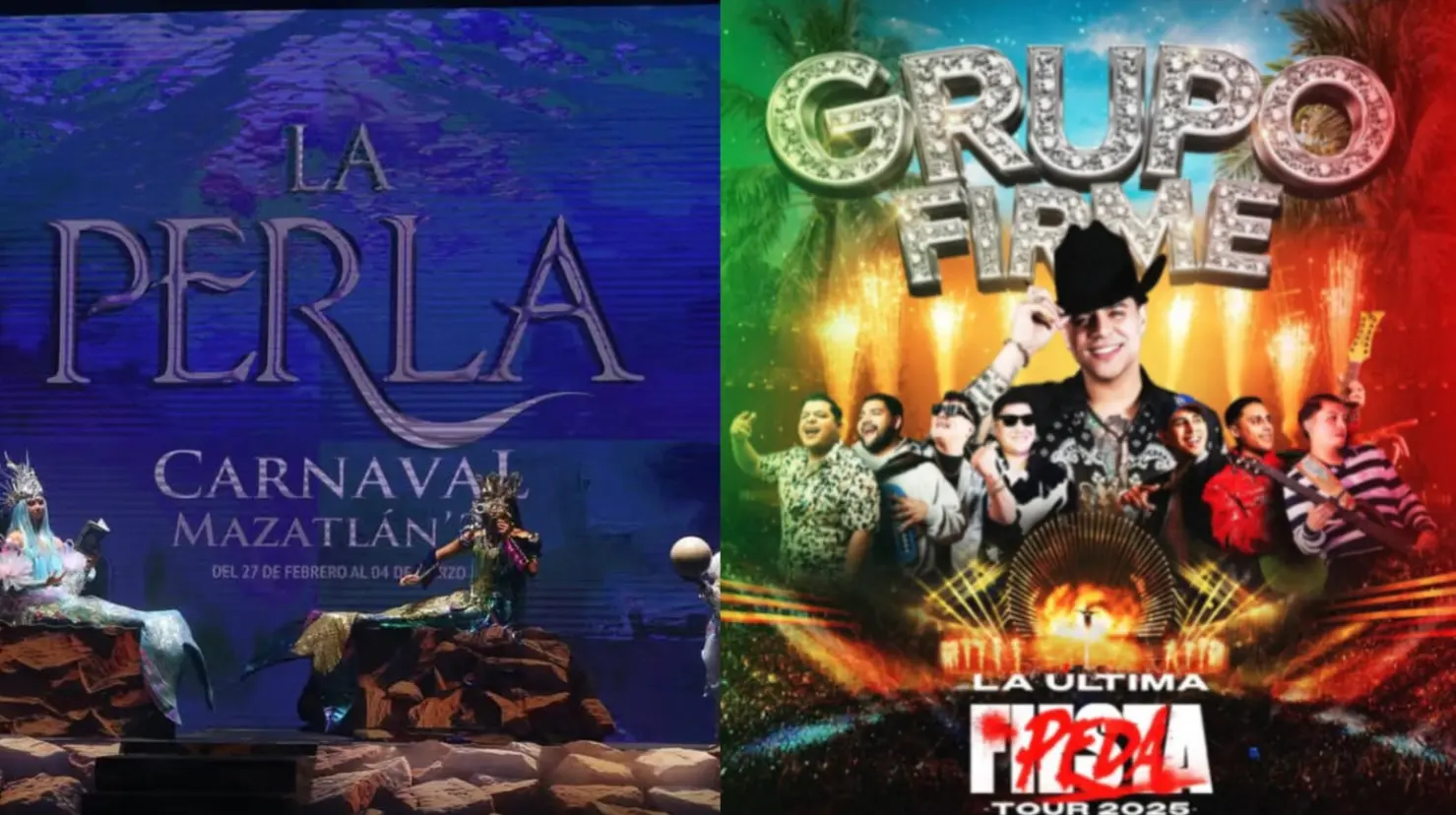 Foto: Facebook/ Grupo Firme/ Gobierno Municipal de Mazatlán. | Grupo Firme, anunció su cancelación en la participación del Carnaval de Mazatlán 2025.