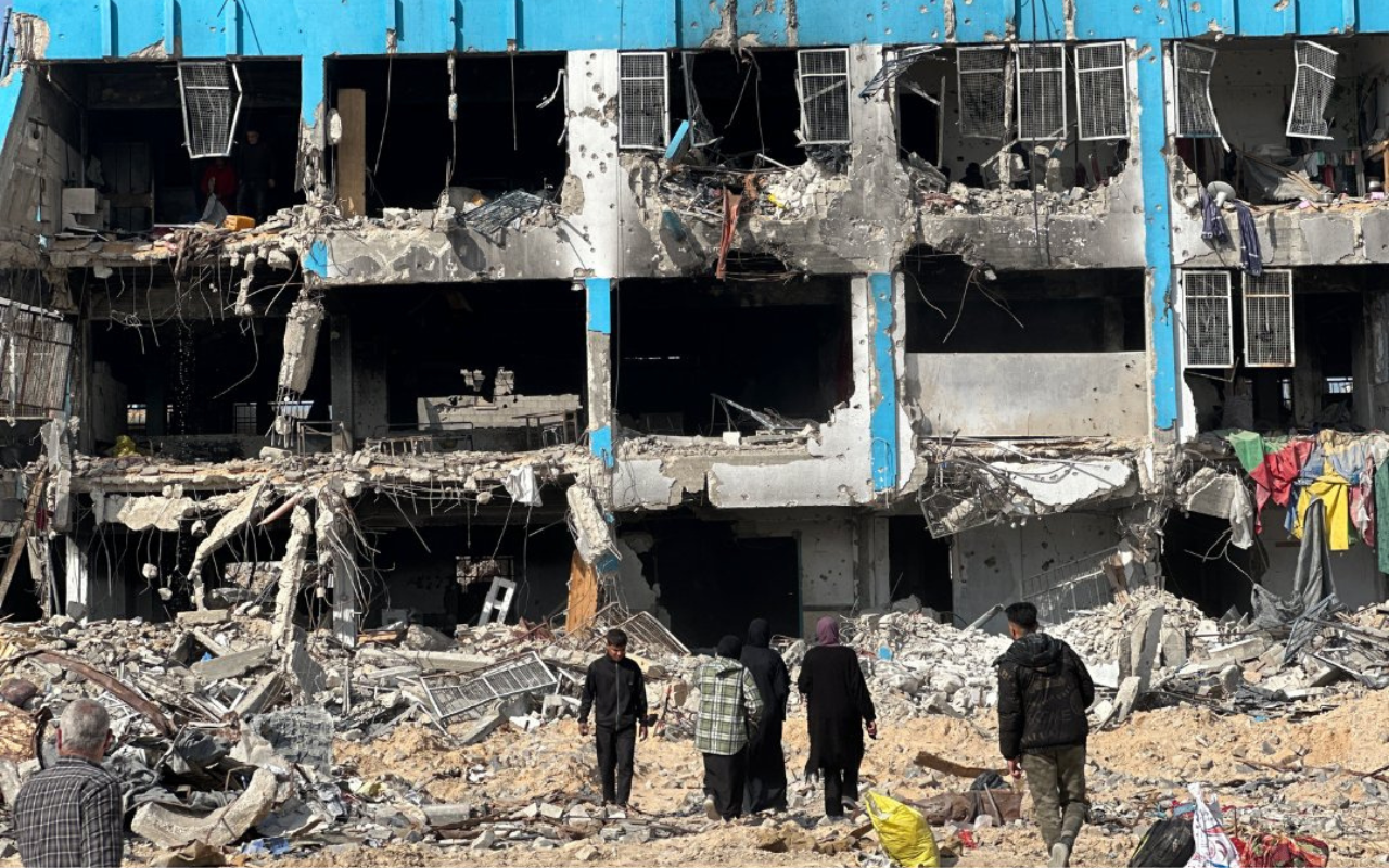 Edificio en la Franja de Gaza. Foto: X (@UNRWA)