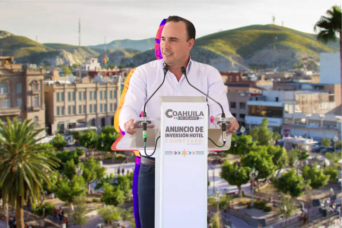 Durante su visita a la región Laguna, Manolo Jiménez también anunció la construcción del Hotel Courtyard by Marriott en Torreón./Foto: Wikipedia/Manolo Jiménez/Canva