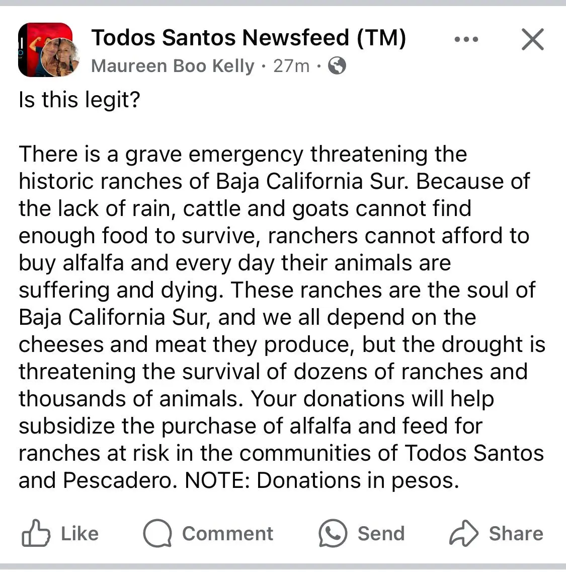 imagen recuadro Publicación de grupo de Facebook