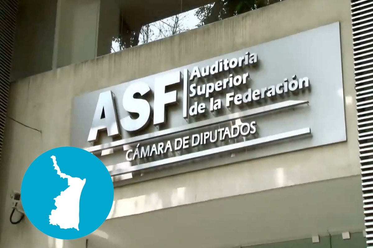 De fondo la ASF (Auditoría Superior de la Federación) y logo de Tamaulipas. Foto: Posta Tamaulipas