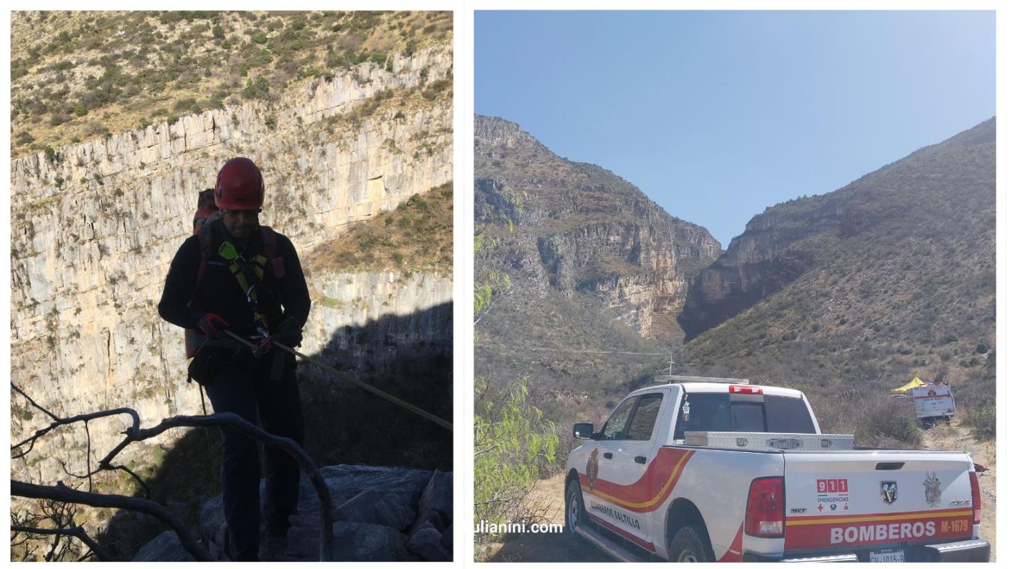 El rapelista fue auxiliado por bomberos. (Fotografías: Cortesía)